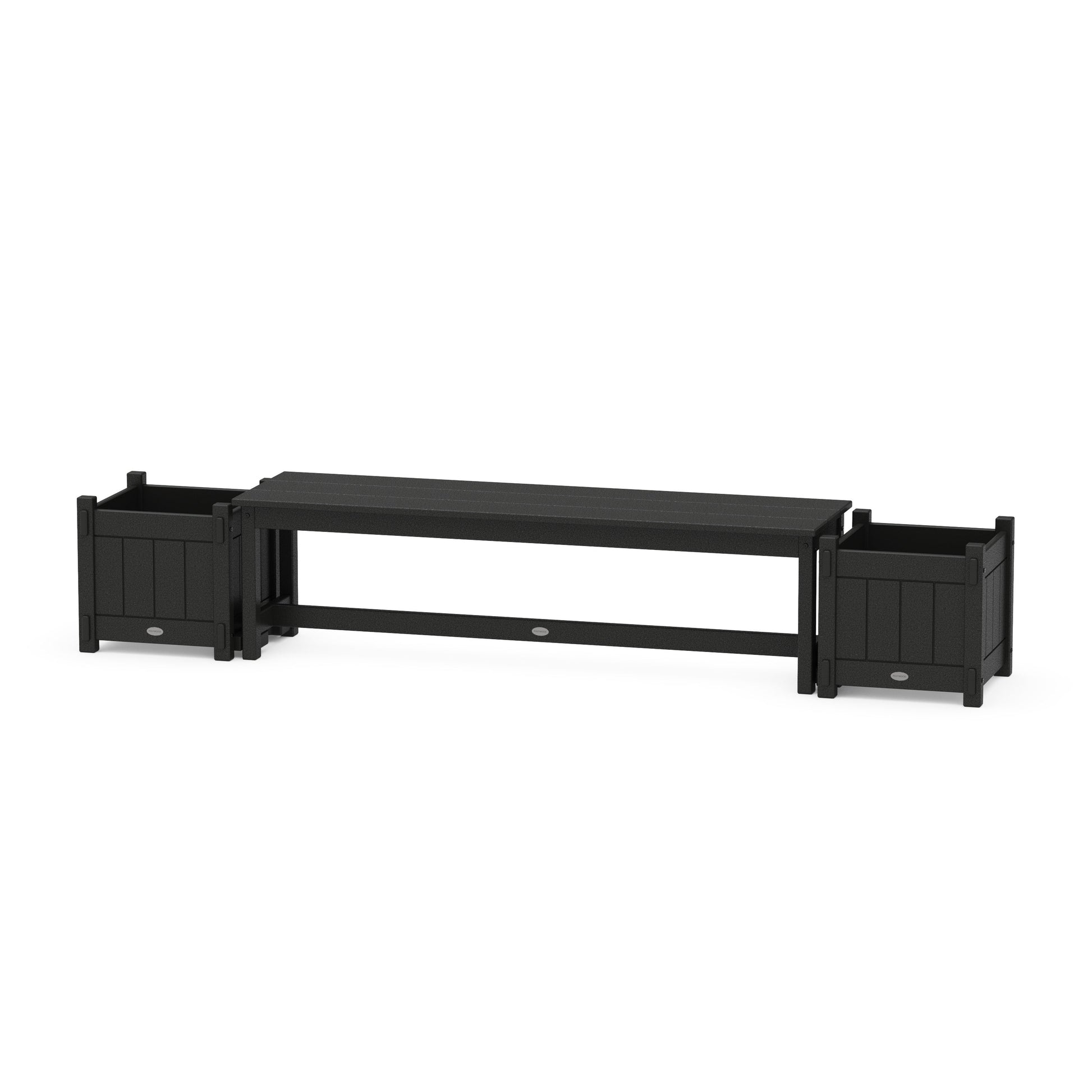 POLYWOOD 60" Vineyard Straight Planter Bench Set — Black