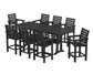 POLYWOOD Captain 9-Piece Counter Set with Trestle Legs — Black