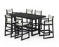 POLYWOOD EDGE Sling 7-Piece Bar Table Set — Black / Parchment Sling
