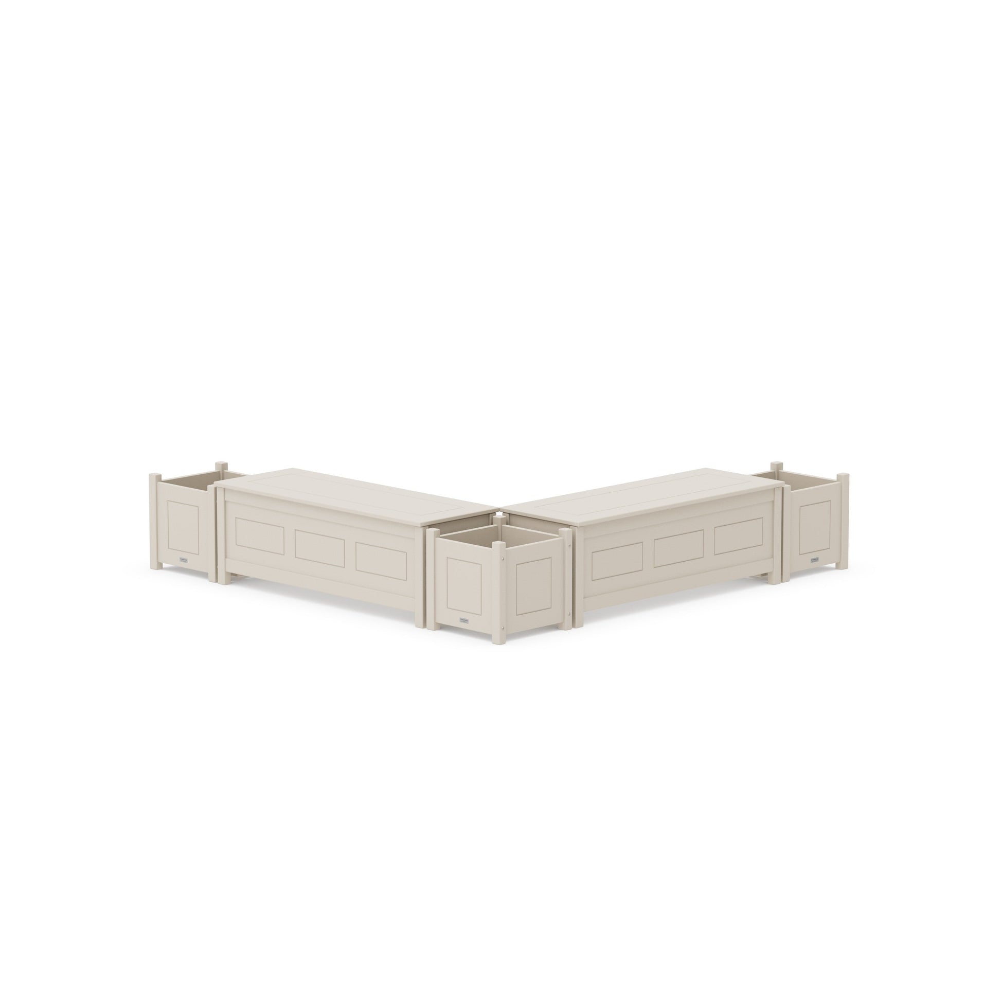 POLYWOOD 48" Country Living L- Shaped Planter Storage Bench Corner Set — Sand
