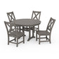 POLYWOOD Braxton Side Chair 5-Piece Round Dining Set With Trestle Legs — Driftwood