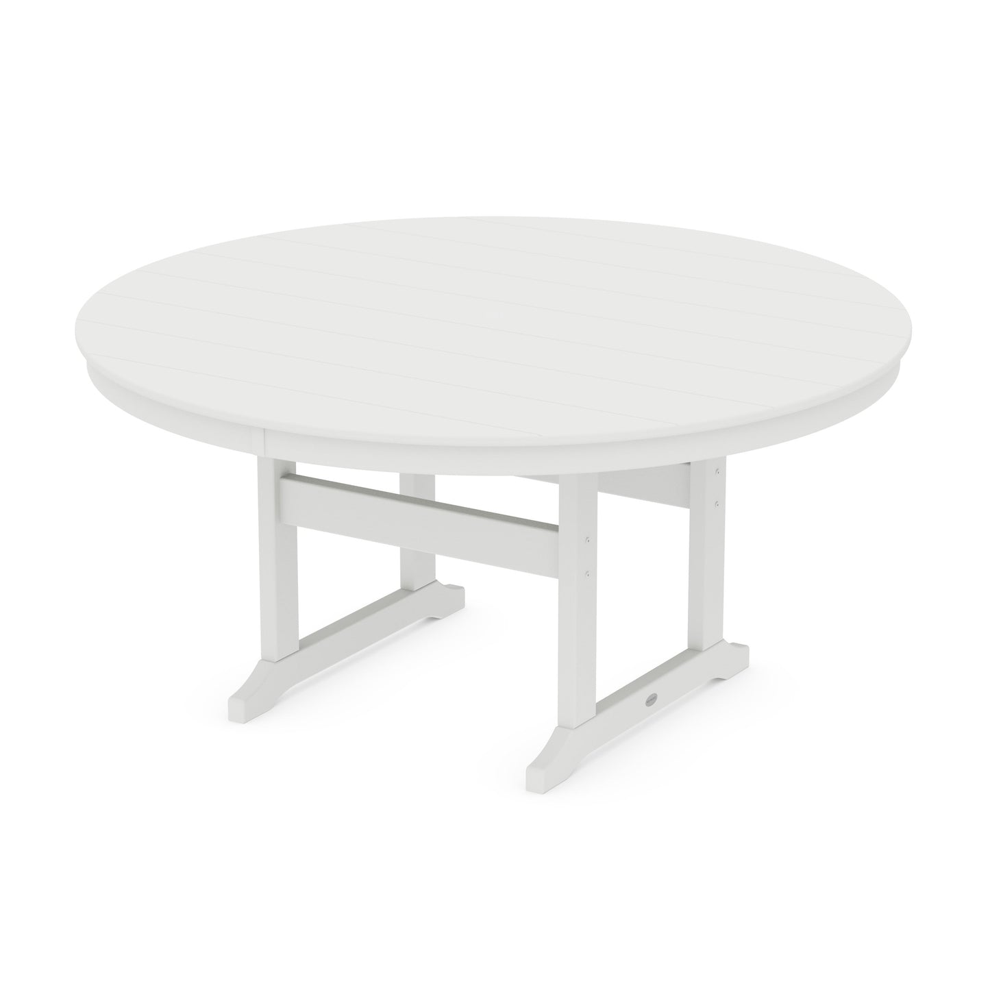 POLYWOOD 60" Round Farmhouse Dining Table — White