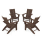 POLYWOOD 4-Piece Modern Curveback Adirondack Conversation Set — Mahogany
