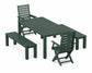 POLYWOOD Captain Folding Chair 5-Piece Parsons Dining Set with Benches — Green