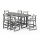 POLYWOOD EDGE Sling 7-Piece Bar Table Set — Slate Grey / Parchment Sling