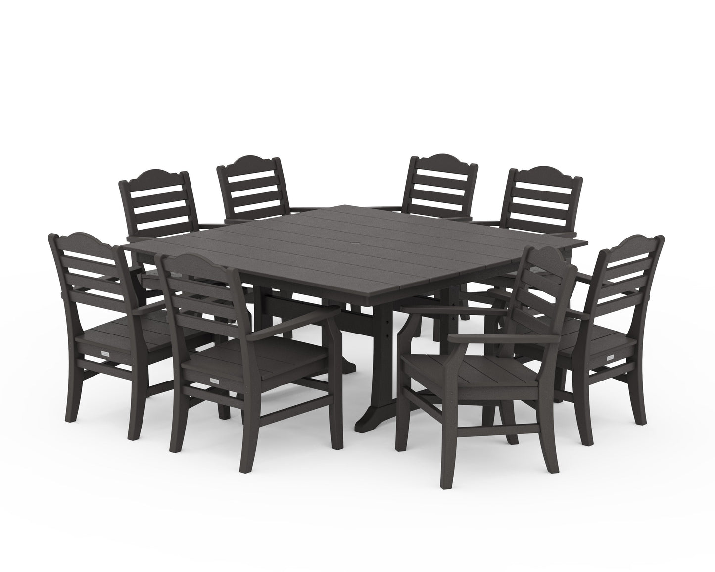 POLYWOOD Savannah 9-Piece Square Farmhouse Dining Set with Trestle Legs — Vintage Coffee