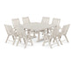 POLYWOOD Vineyard Folding Chair 9-Piece Square Farmhouse Dining Set with Trestle Legs — Sand