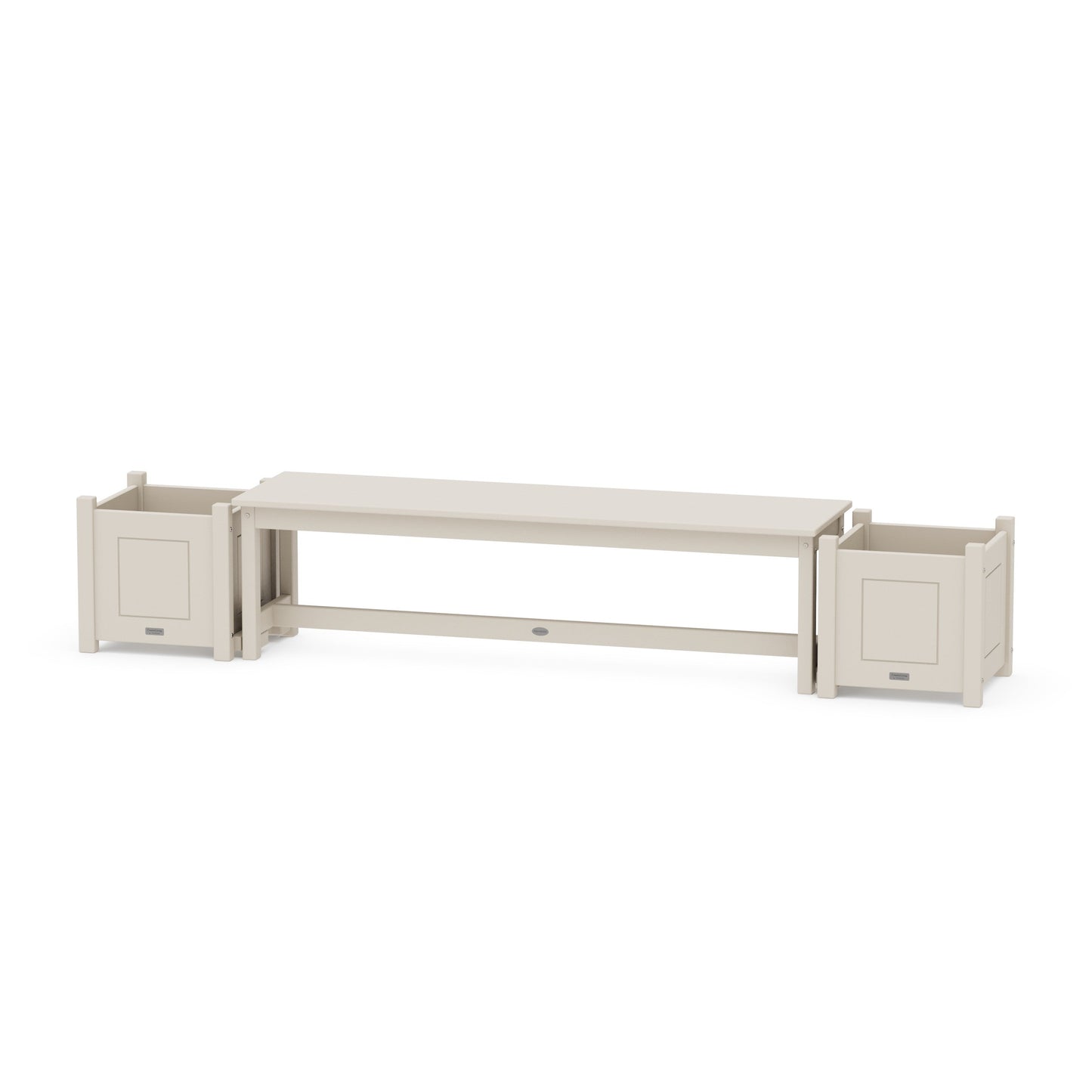 POLYWOOD 60" Country Living Straight Planter Bench Set — Sand