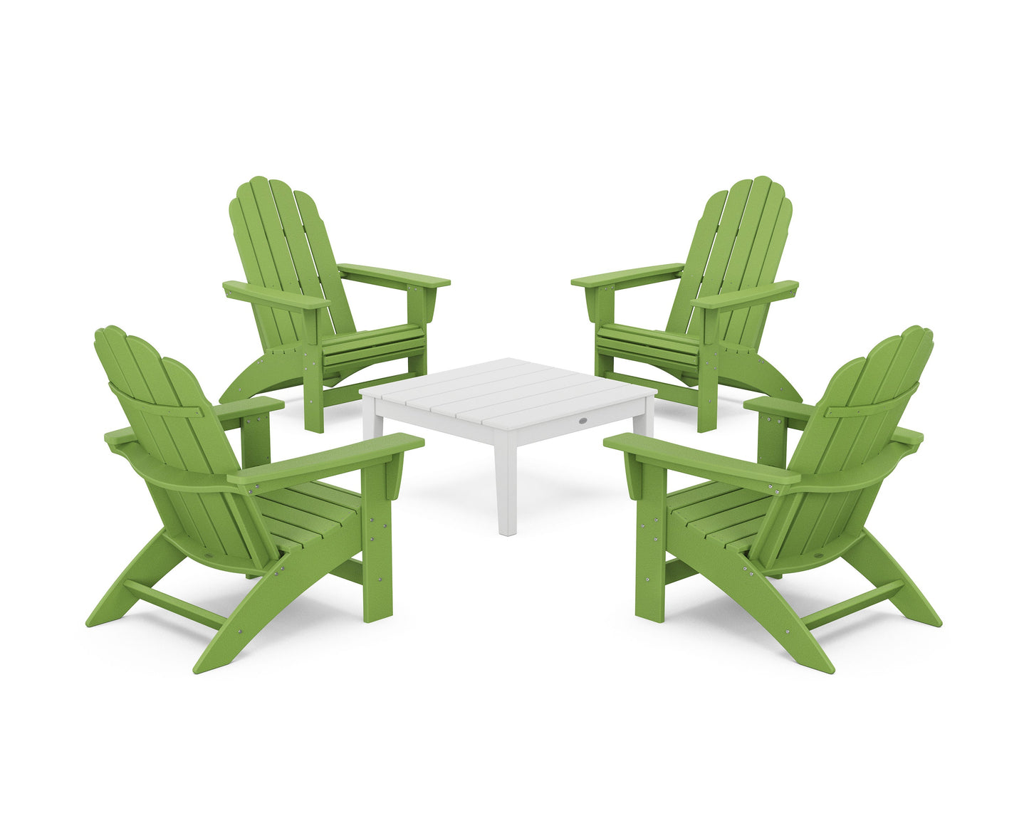 POLYWOOD 5-Piece Vineyard Grand Adirondack Chair Conversation Group — Lime / White