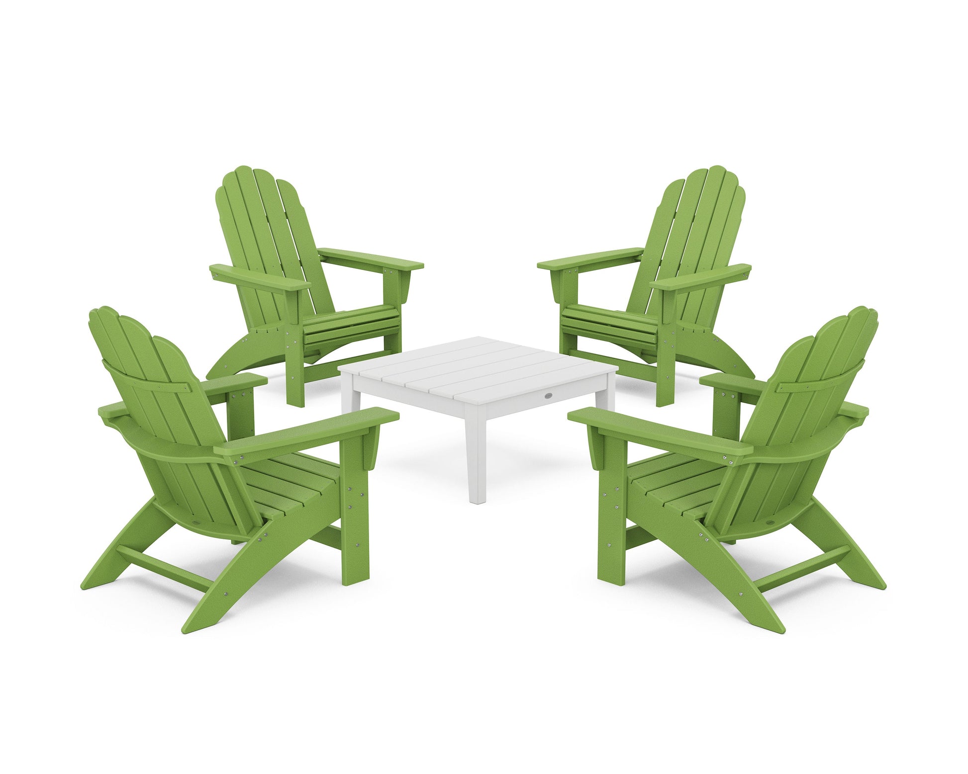 POLYWOOD 5-Piece Vineyard Grand Adirondack Chair Conversation Group — Lime / White
