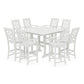 POLYWOOD Chinoiserie 9-Piece Square Farmhouse Bar Set with Trestle Legs — Vintage White