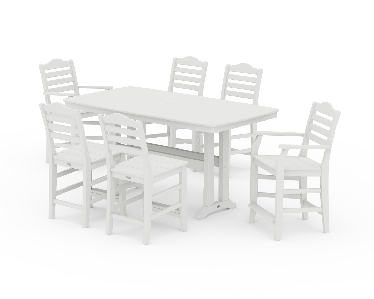 POLYWOOD Savannah 7-Piece Counter Set with Trestle Legs — Vintage White