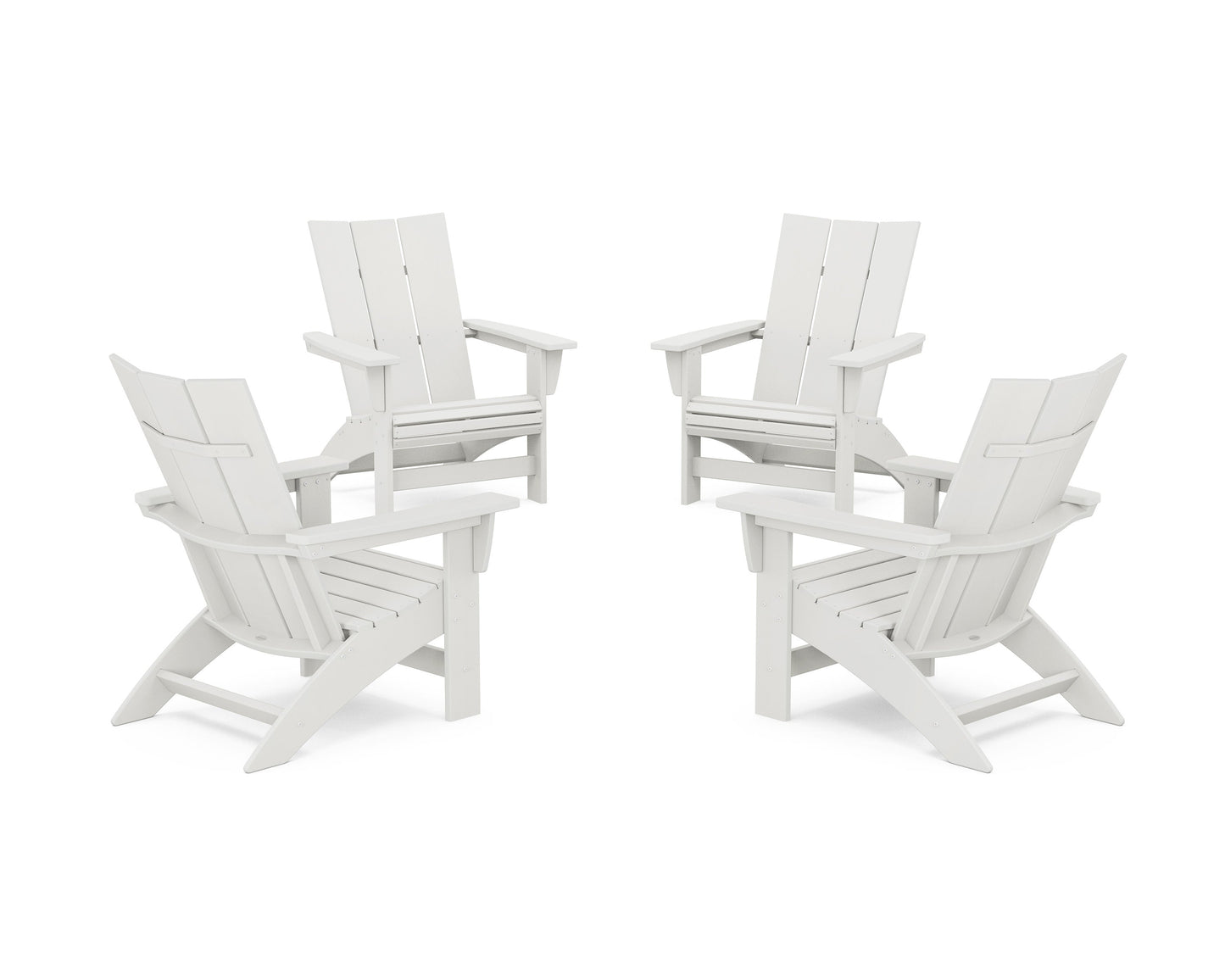 POLYWOOD 4-Piece Modern Grand Adirondack Chair Conversation Set — Vintage White
