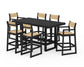 POLYWOOD EDGE Sling 7-Piece Bar Table Set — Black / Dupioni Apricot Sling