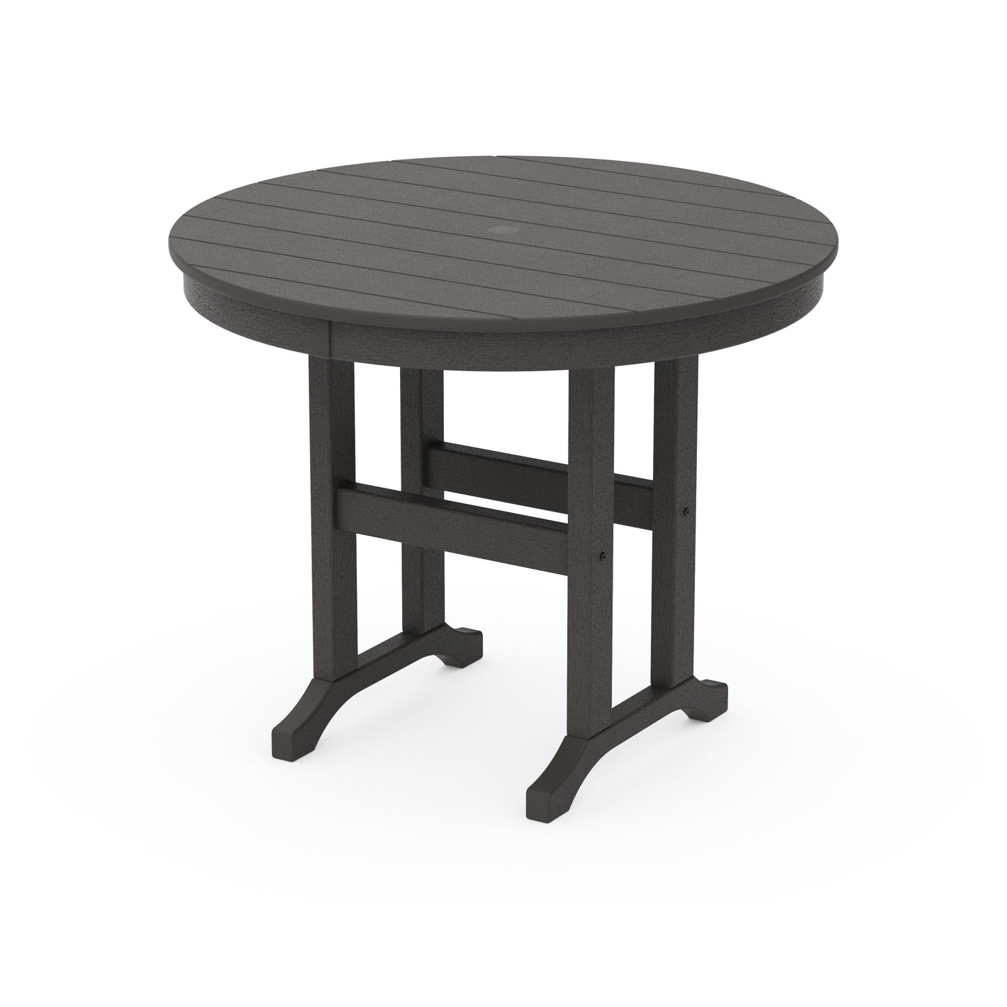 POLYWOOD 36" Round Farmhouse Dining Table — Vintage Coffee
