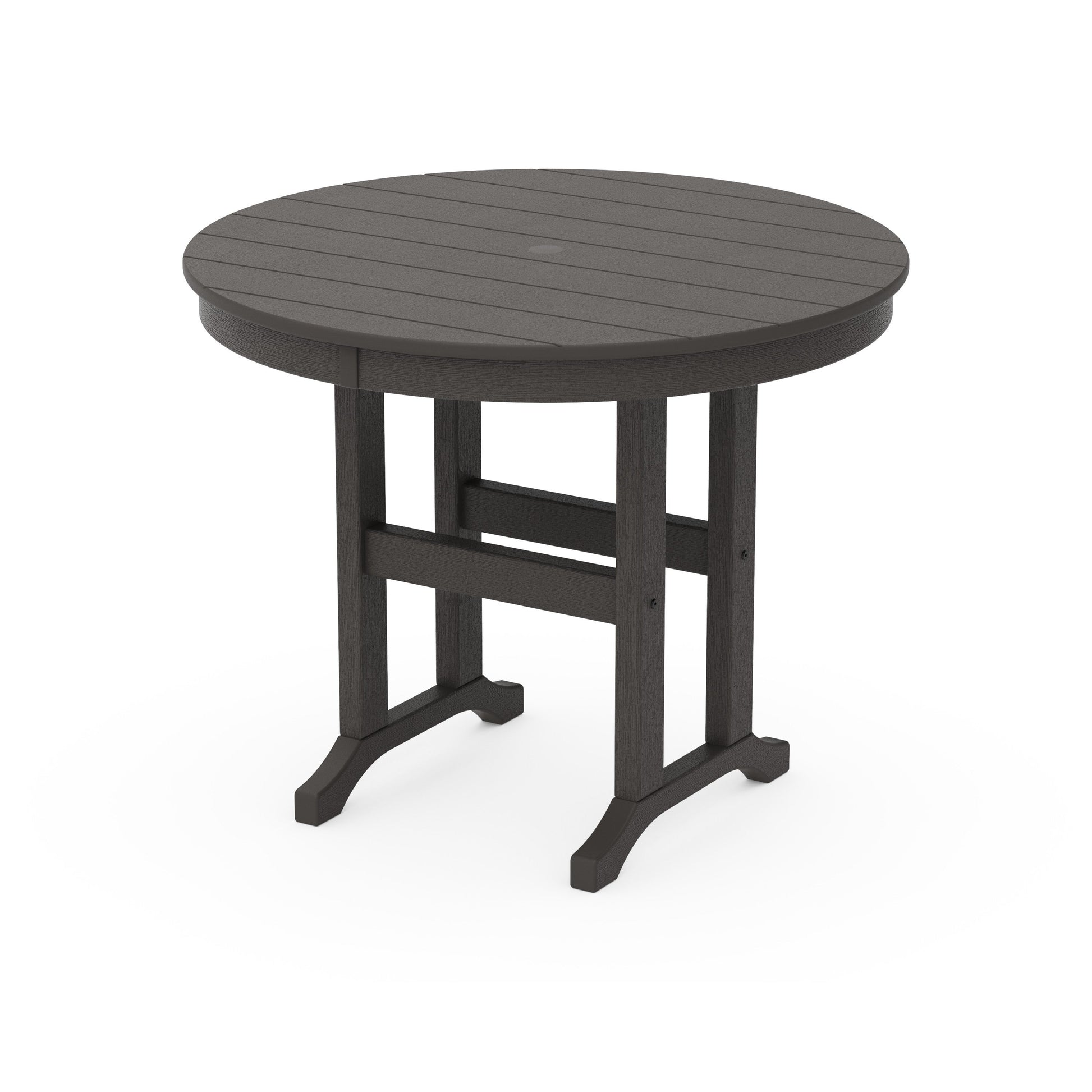 POLYWOOD 36" Round Farmhouse Dining Table — Vintage Coffee