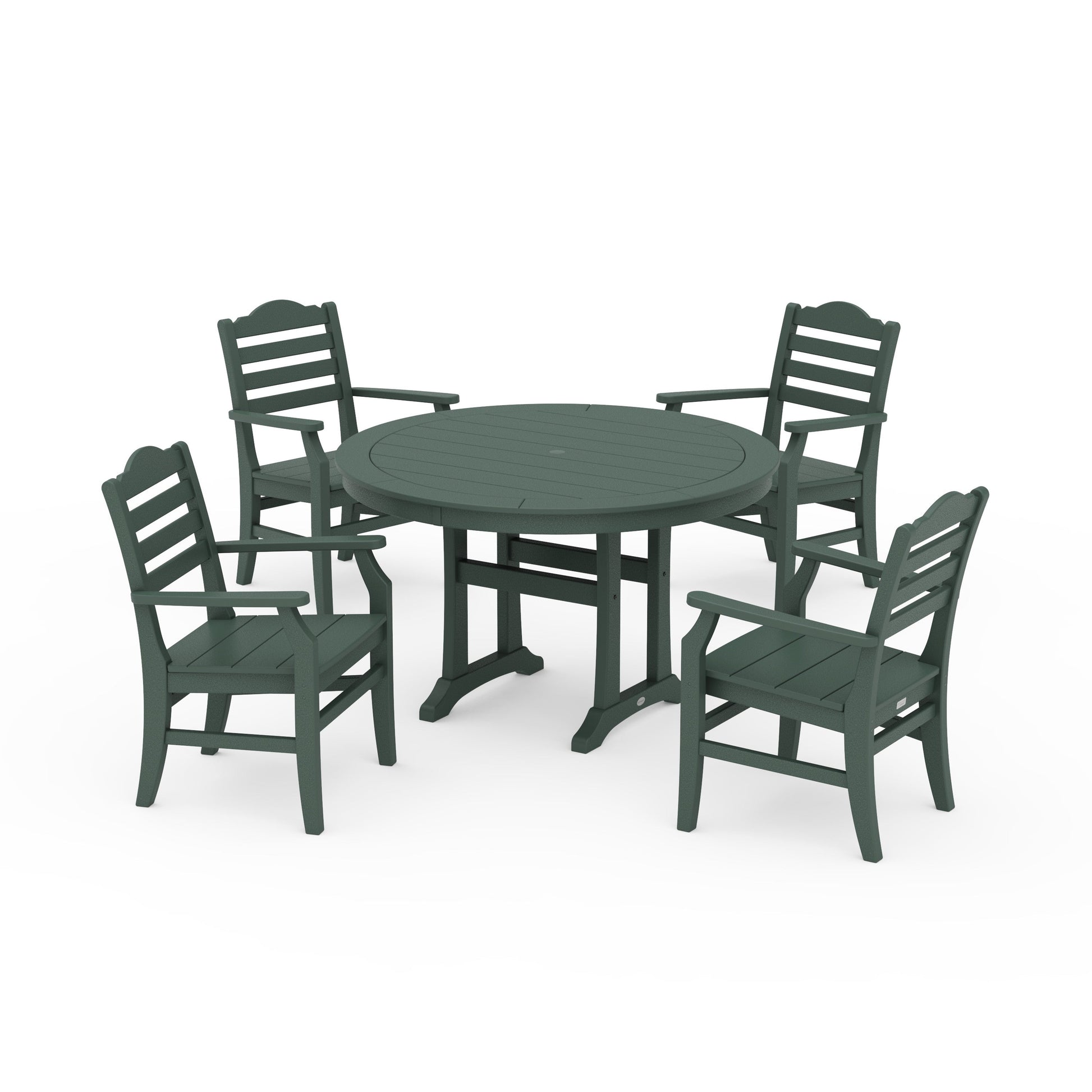 POLYWOOD Savannah 5-Piece Round Dining Set with Trestle Legs — Green