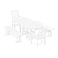POLYWOOD Chinoiserie 5-Piece Dining Set with Benches — White