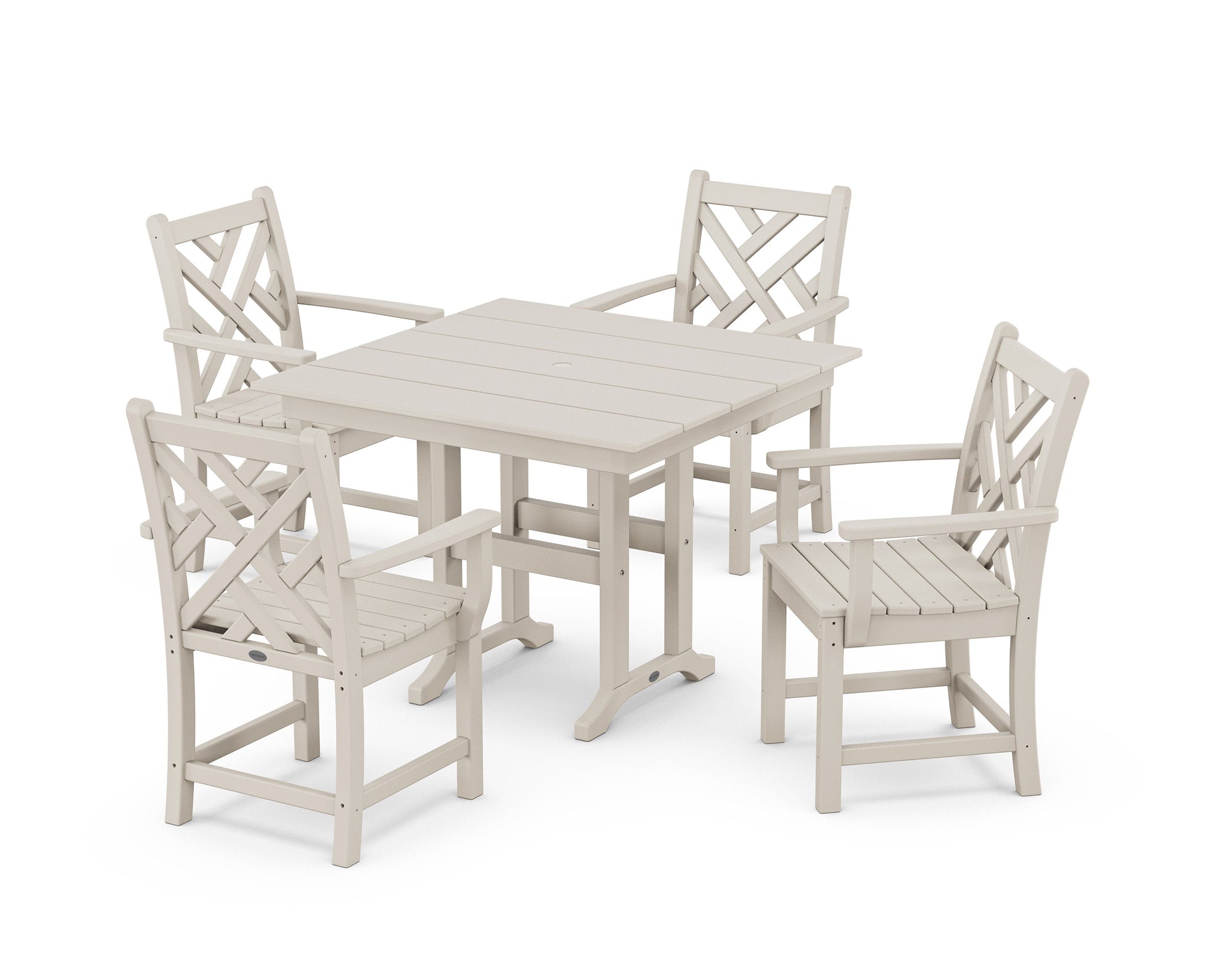 POLYWOOD Chippendale 5-Piece Farmhouse Dining Set — Sand