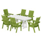 POLYWOOD Modern Curveback Adirondack 7-Piece Dining Set — Lime / White