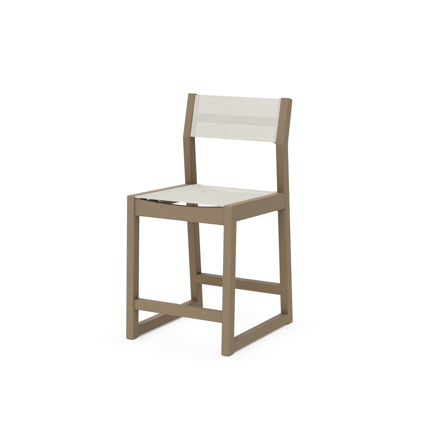 POLYWOOD EDGE Sling Counter Side Chair — Vintage Sahara / Parchment Sling