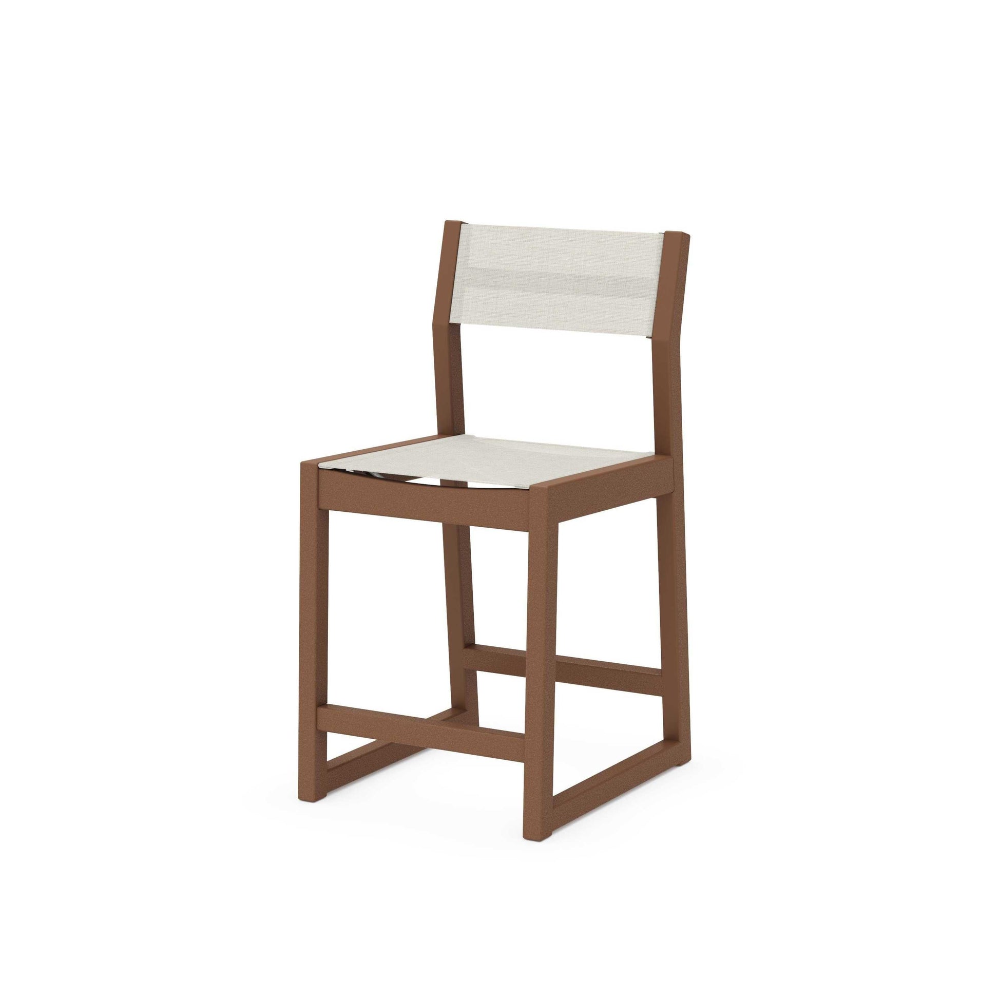 POLYWOOD EDGE Sling Counter Side Chair — Teak / Parchment Sling