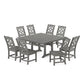 POLYWOOD Chinoiserie 9-Piece Square Farmhouse Side Chair Dining Set with Trestle Legs — Slate Grey