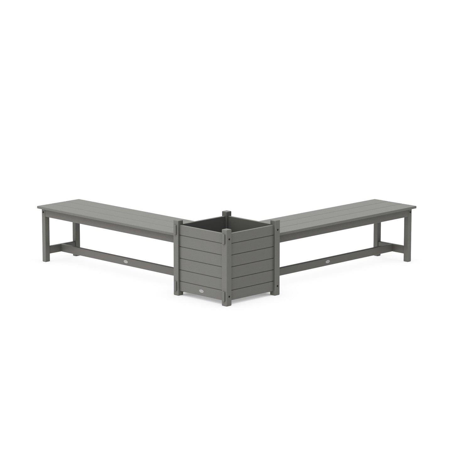 POLYWOOD 60" Nautical L- Shaped Planter Bench Set- Large — Slate Grey