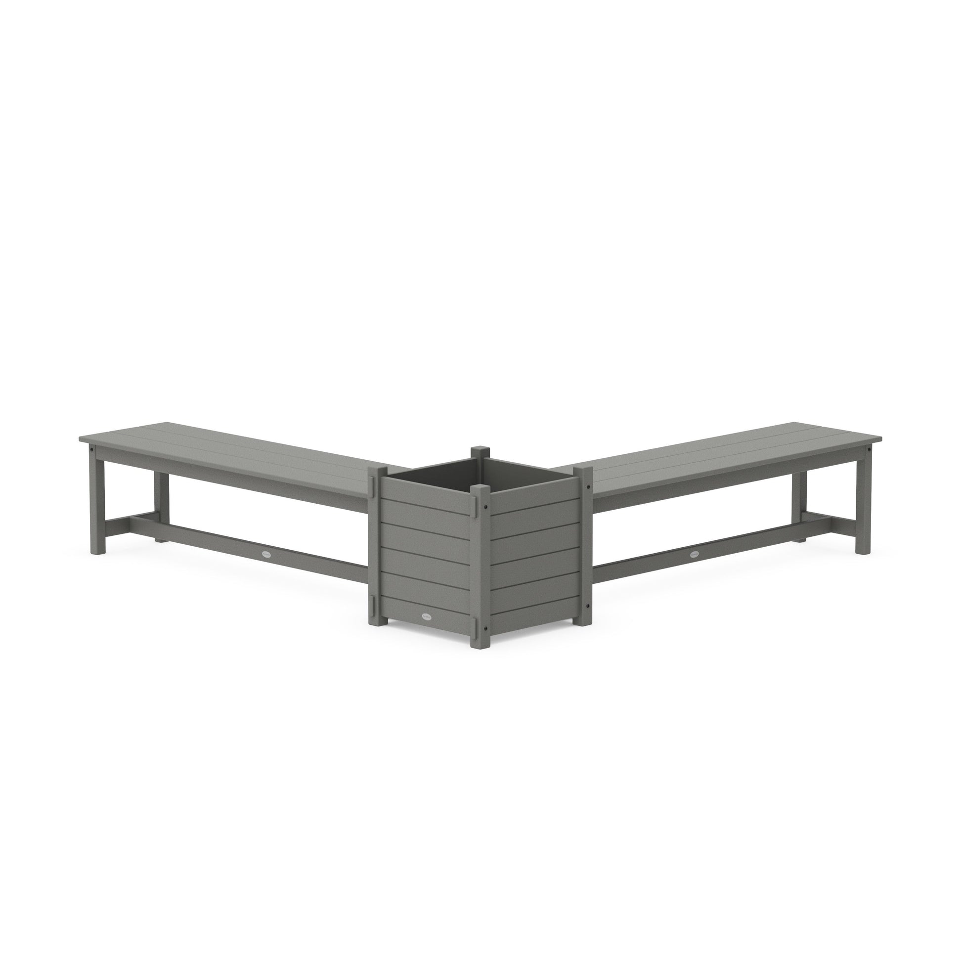 POLYWOOD 60" Nautical L- Shaped Planter Bench Set- Large — Slate Grey