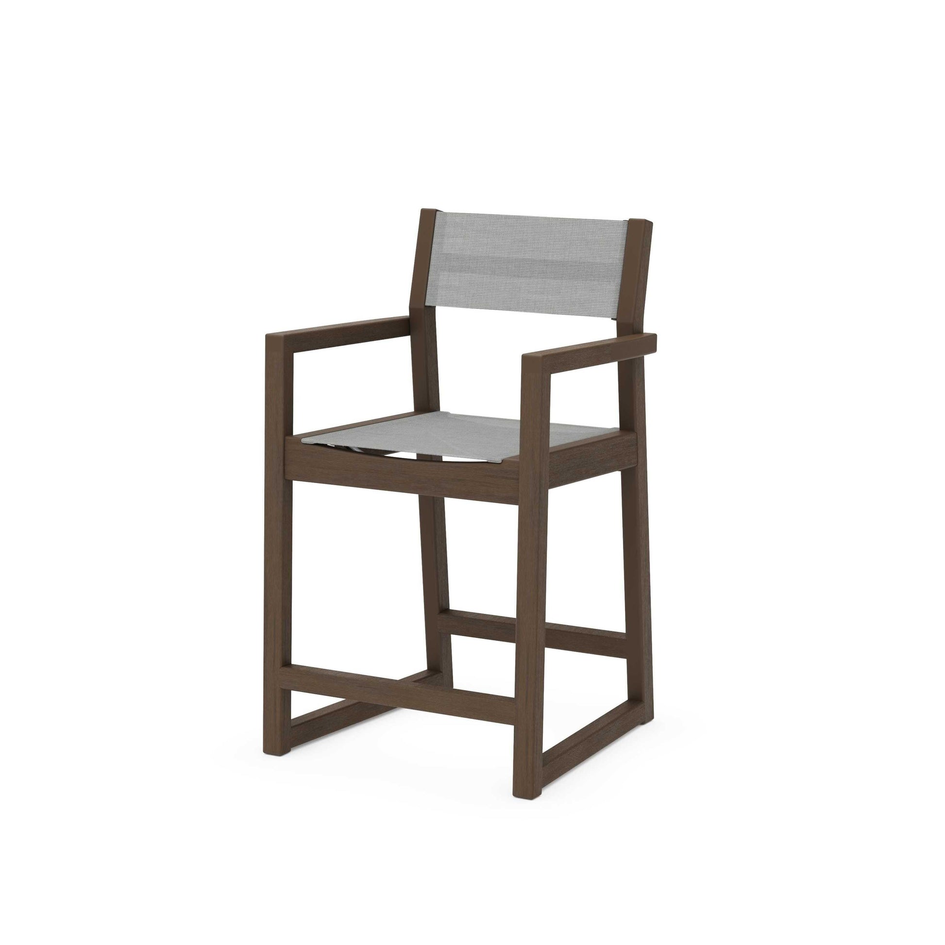 POLYWOOD EDGE Sling Counter Arm Chair — Kona / Metallic Sling