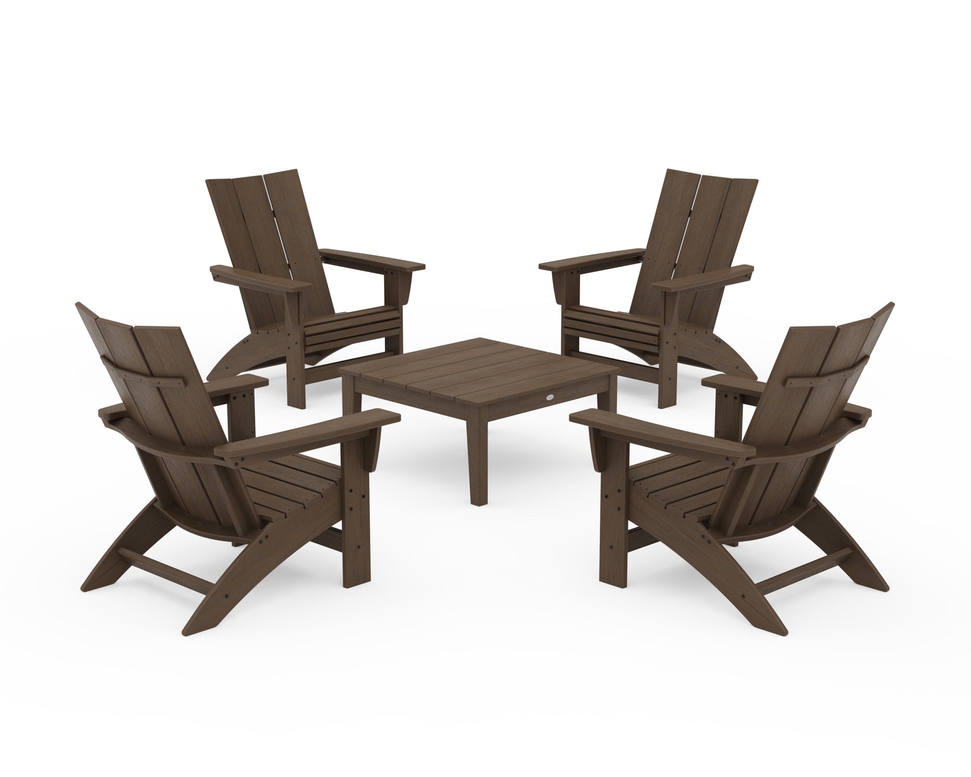 POLYWOOD 5-Piece Modern Grand Adirondack Chair Conversation Group — Kona