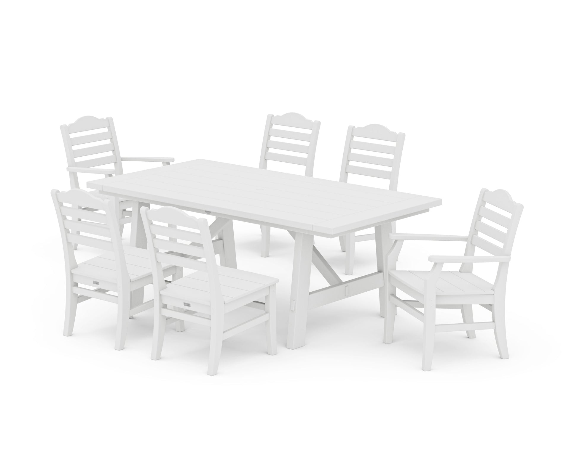 POLYWOOD Savannah 7-Piece Rustic Farmhouse Dining Set — White