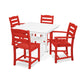 POLYWOOD La Casa Café 5-Piece Farmhouse Dining Set with Trestle Legs/2 Side Chairs + 2 Arm Chairs + Square Dining Table FREE SHIPPING