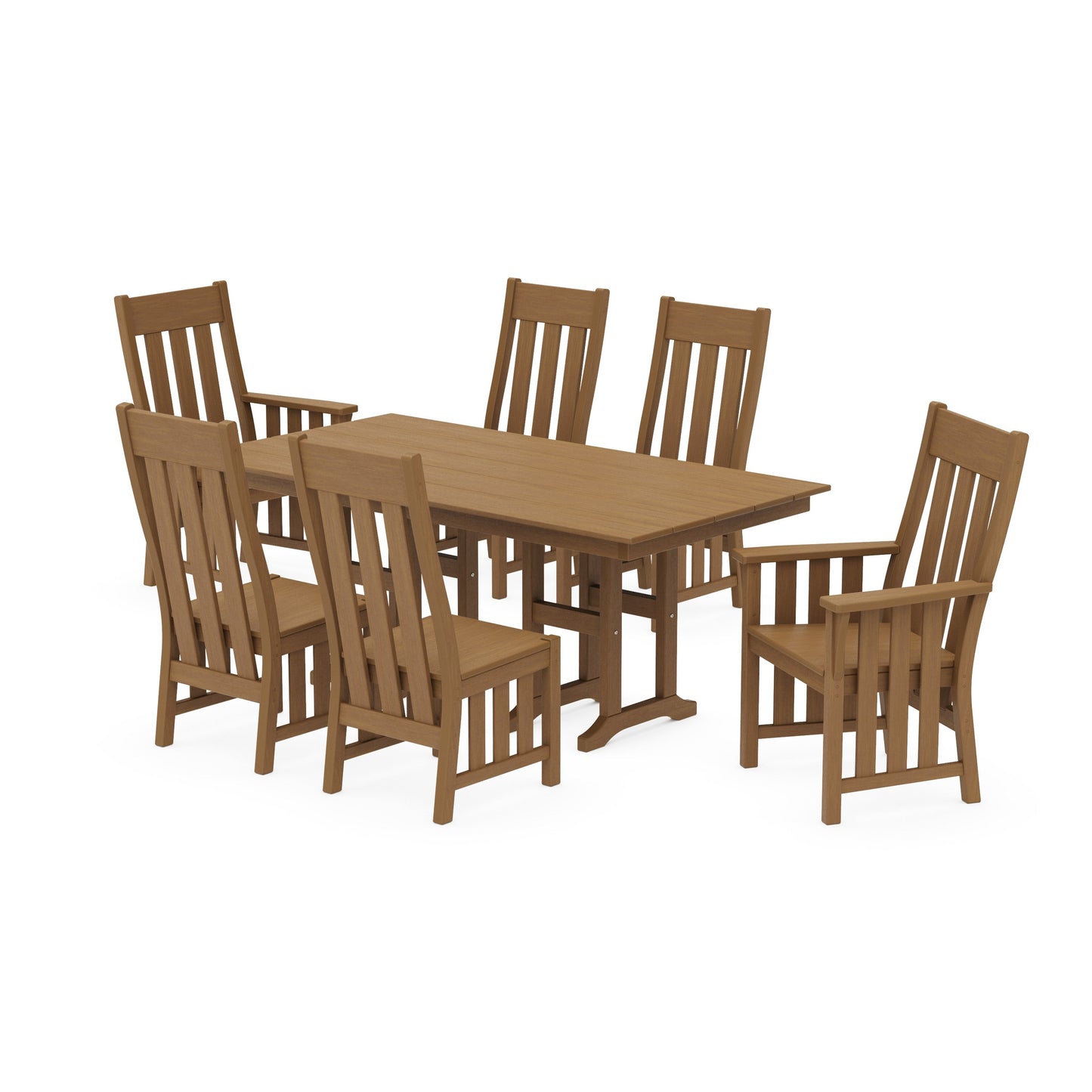 POLYWOOD Acadia 7-Piece Farmhouse Dining Set — Natural