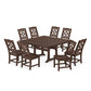 POLYWOOD Chinoiserie 9-Piece Square Farmhouse Side Chair Dining Set with Trestle Legs — Mahogany