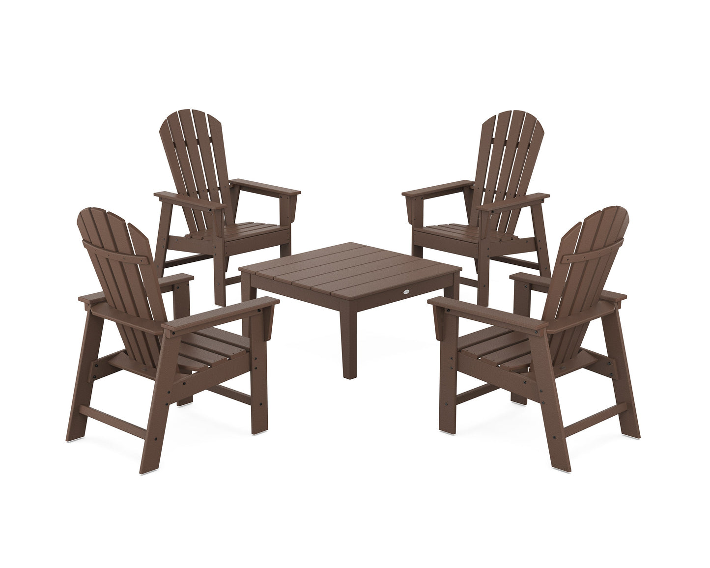 POLYWOOD 5-Piece South Beach Casual Chair Conversation Set with 36" Conversation Table — Mahogany
