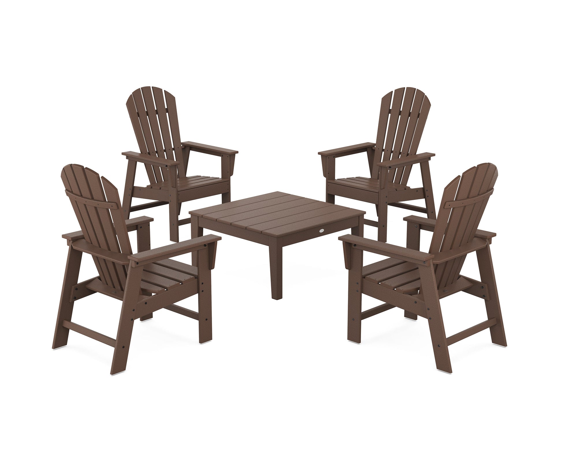 POLYWOOD 5-Piece South Beach Casual Chair Conversation Set with 36" Conversation Table — Mahogany