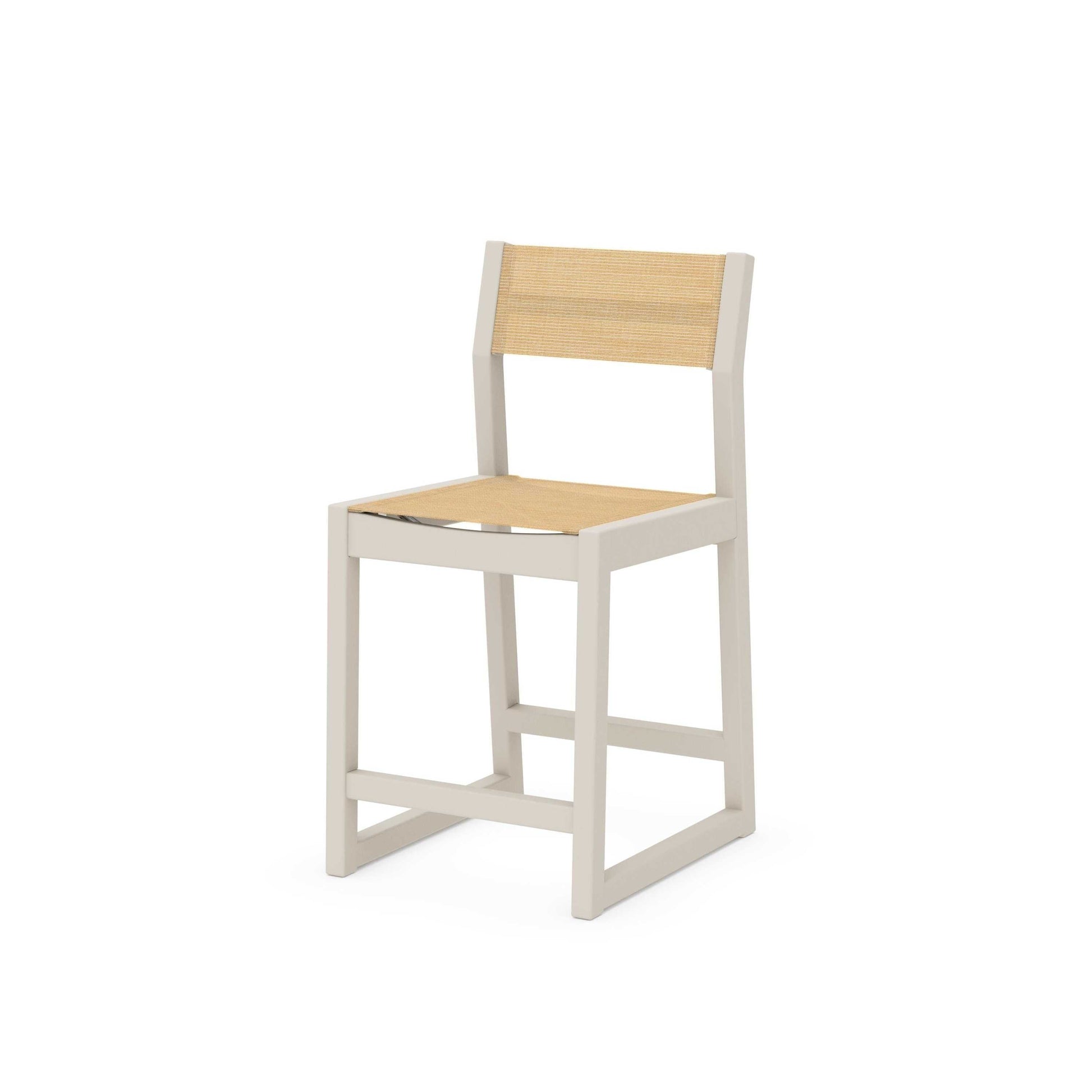 POLYWOOD EDGE Sling Counter Side Chair — Sand / Dupioni Apricot Sling