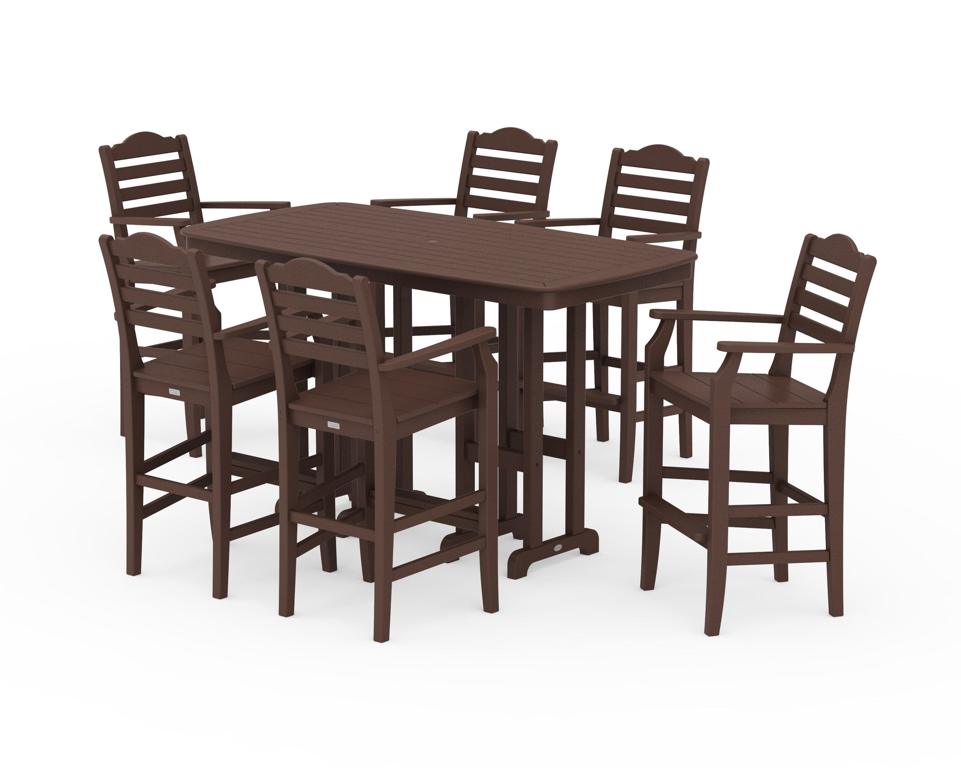 POLYWOOD Savannah Arm Chair 7-Piece Bar Set — Mahogany