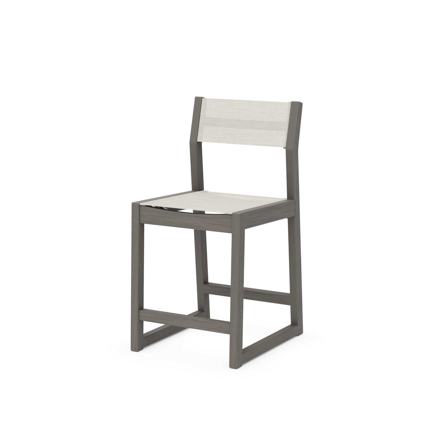 POLYWOOD EDGE Sling Counter Side Chair — Driftwood / Parchment Sling