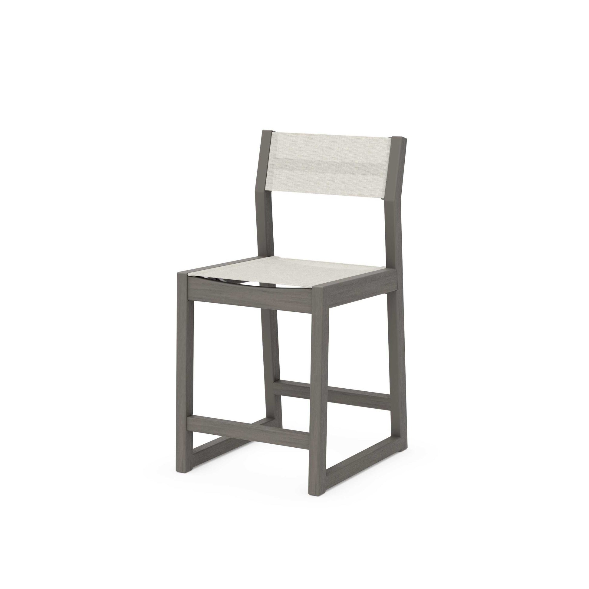 POLYWOOD EDGE Sling Counter Side Chair — Driftwood / Parchment Sling