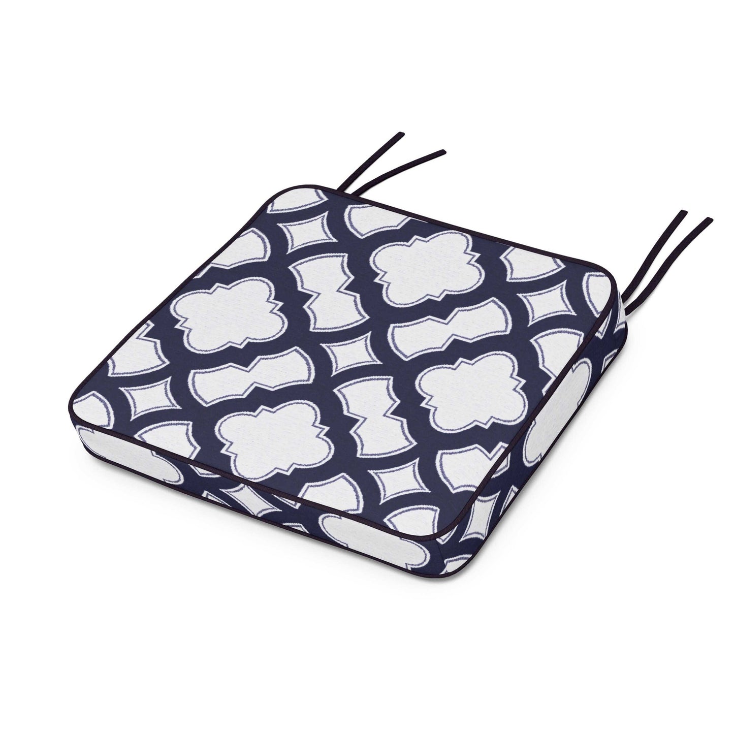 POLYWOOD Chinoiserie Arm Chair Seat Cushion — Trellis Navy