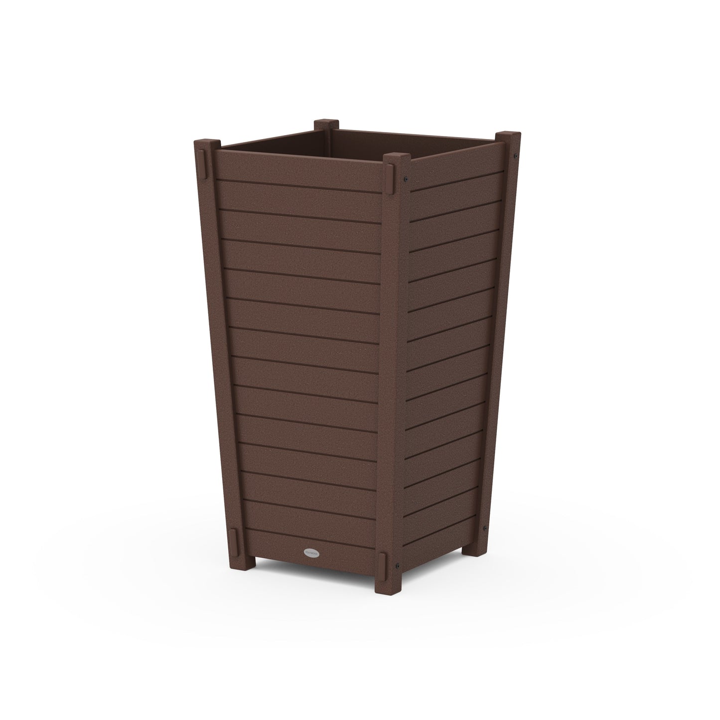 POLYWOOD Nautical Large Tapered Square Tall Planter Box — Mahogany