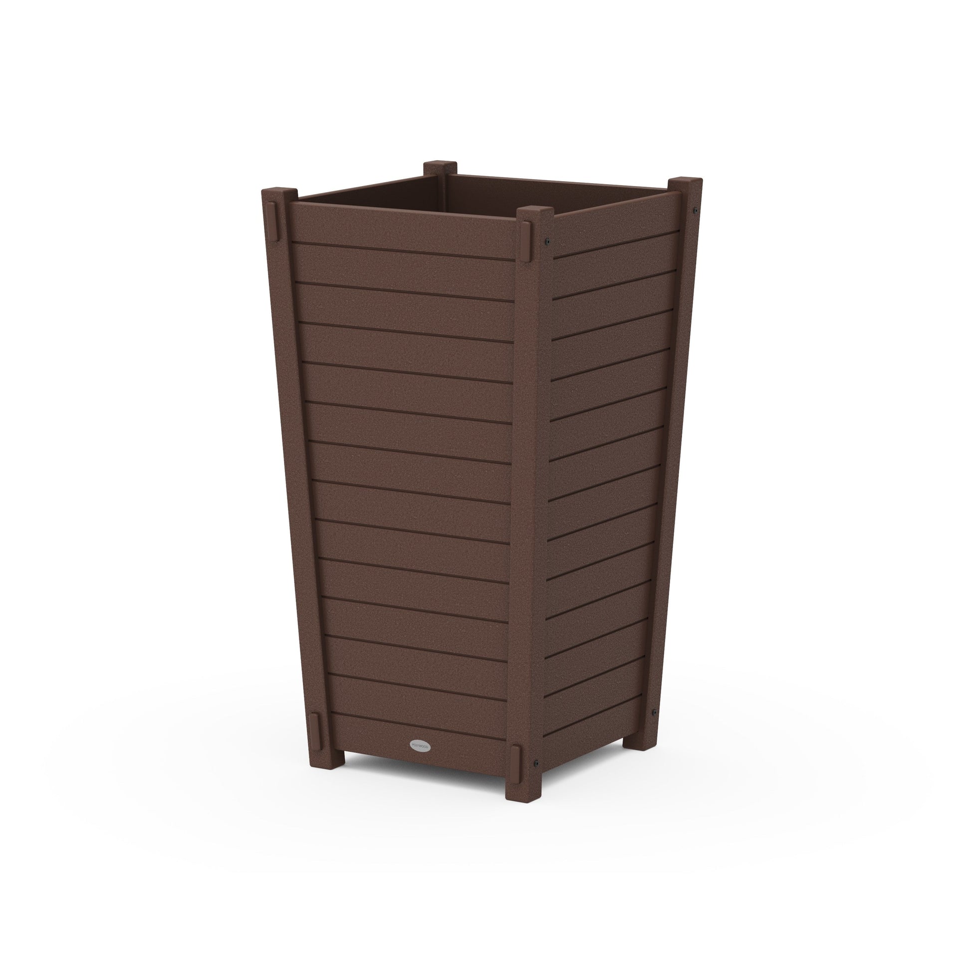 POLYWOOD Nautical Large Tapered Square Tall Planter Box — Mahogany