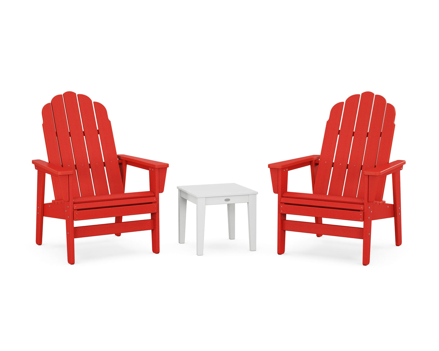 POLYWOOD 3-Piece Vineyard Grand Upright Adirondack Set — Sunset Red / White