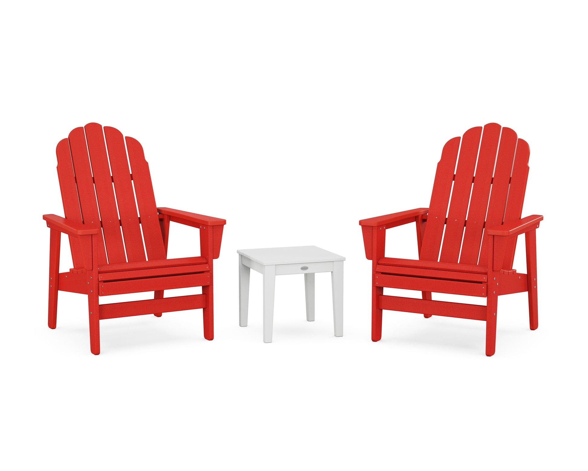 POLYWOOD 3-Piece Vineyard Grand Upright Adirondack Set — Sunset Red / White