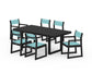 POLYWOOD EDGE Sling 7-Piece Dining Set — Black / Dupioni Aquamarine Sling