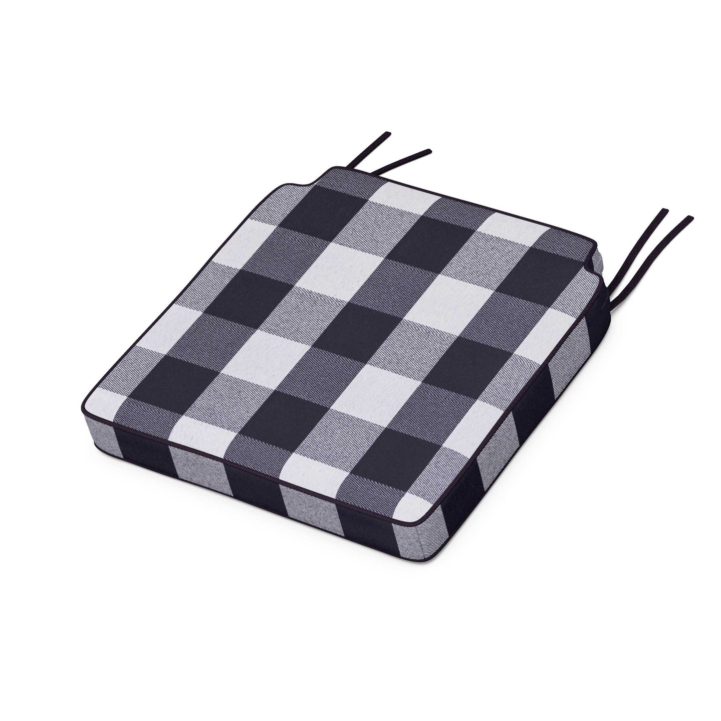 POLYWOOD Acadia Dining Side Seat Cushion — Buffalo Plaid Navy