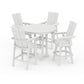 POLYWOOD Modern Adirondack 5-Piece Nautical Trestle Round Bar Set with Swivels — Vintage White