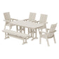 POLYWOOD Modern Curveback Adirondack 6-Piece Dining Set with Bench — Sand